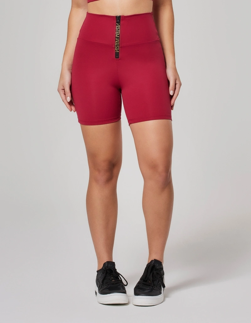 Vestem - Maya Cherry Red Shape Up Shorts with Zipper - SH766.O26.C0641