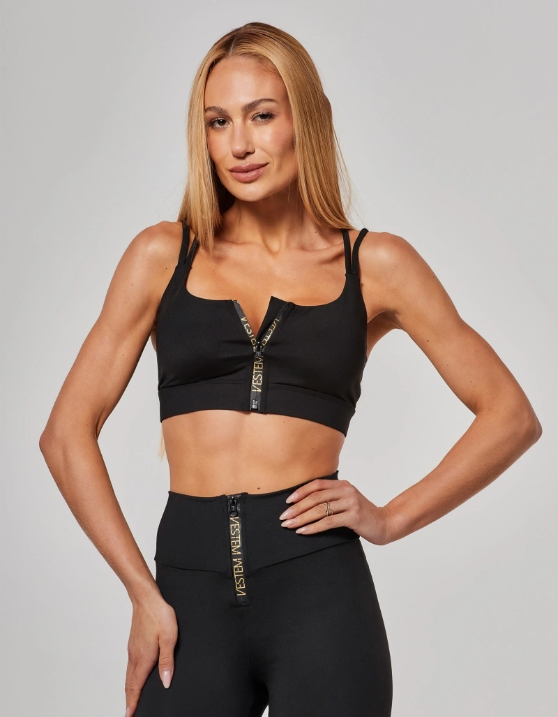 Vestem - Top Média Sustentação com Zíper Maya Preto - TOP1242.O26.C0002