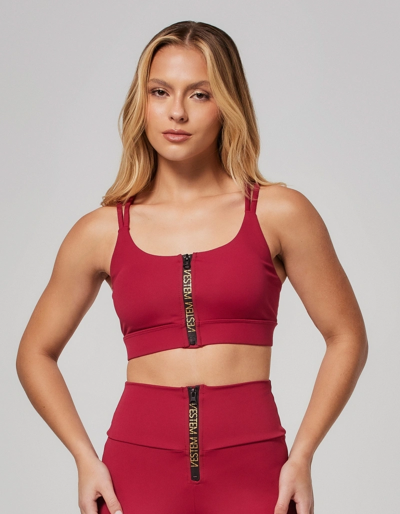 Vestem - Medium Support Top with Zipper Maya Cherry Red - TOP1242.O26.C0641