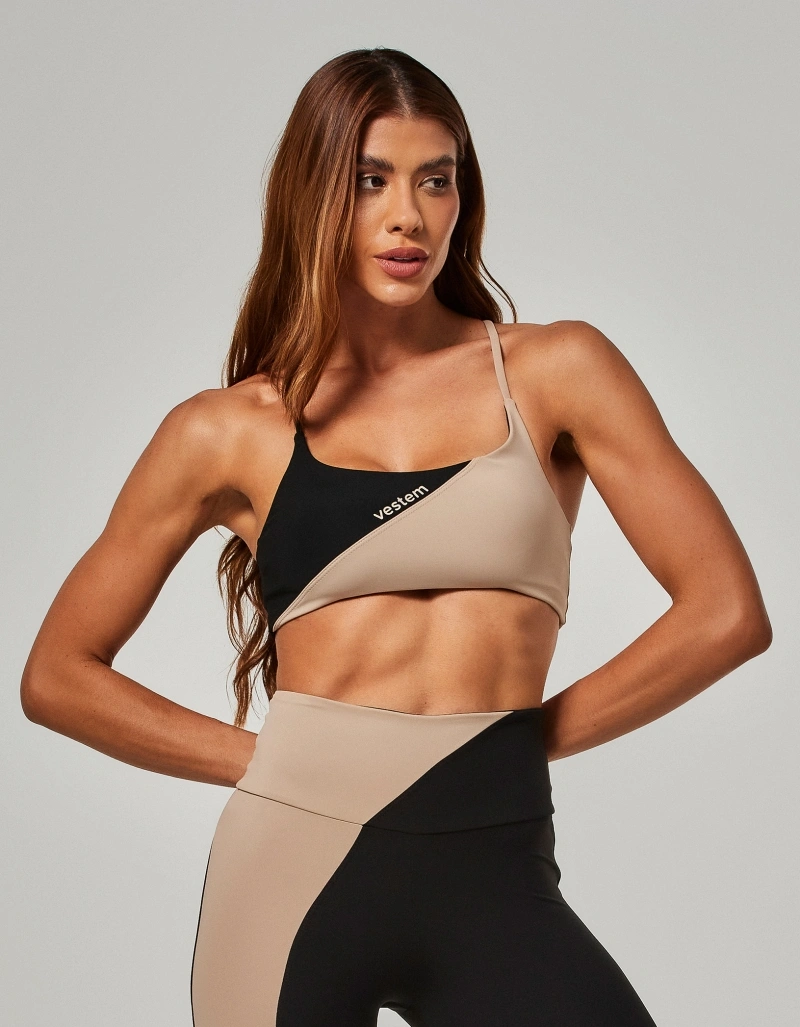 Vestem - Top Média Sustentação Bicolor Isis Preto - TOP1248.O26.C0002