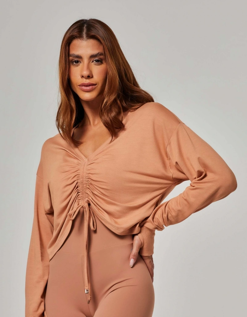 Vestem - Blusa Manga Longa com Franzido Daphne Bege Blush - BML502.O26.C0701