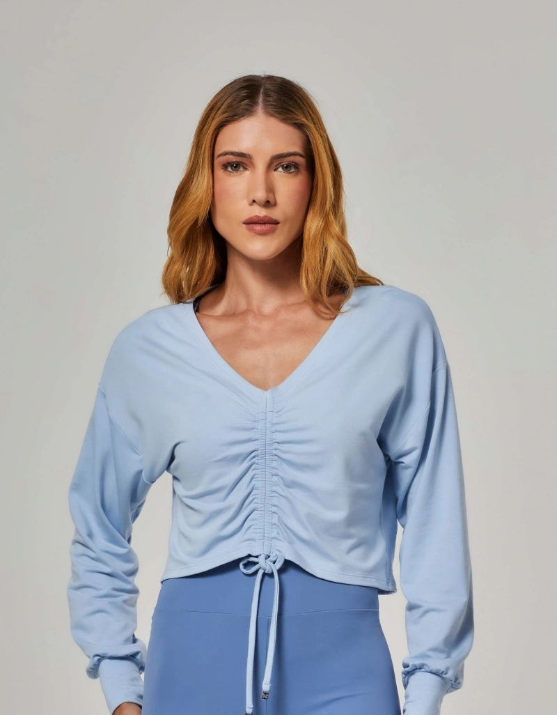 Vestem - Blusa Manga Longa com Franzido Daphne Azul Ceu - BML502.O26.C0708