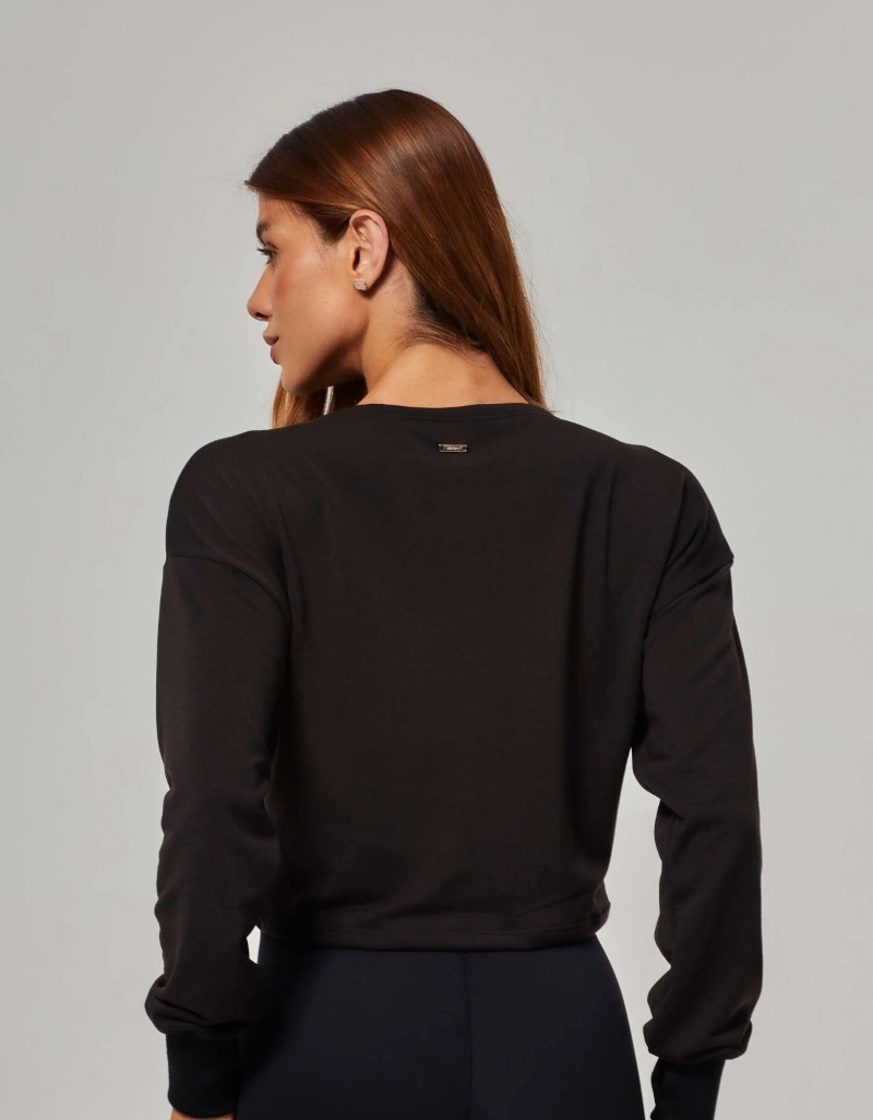 Vestem - Daphne Black Long-Sleeved Shirt with Gathered Detail - BML502.O26.C0002