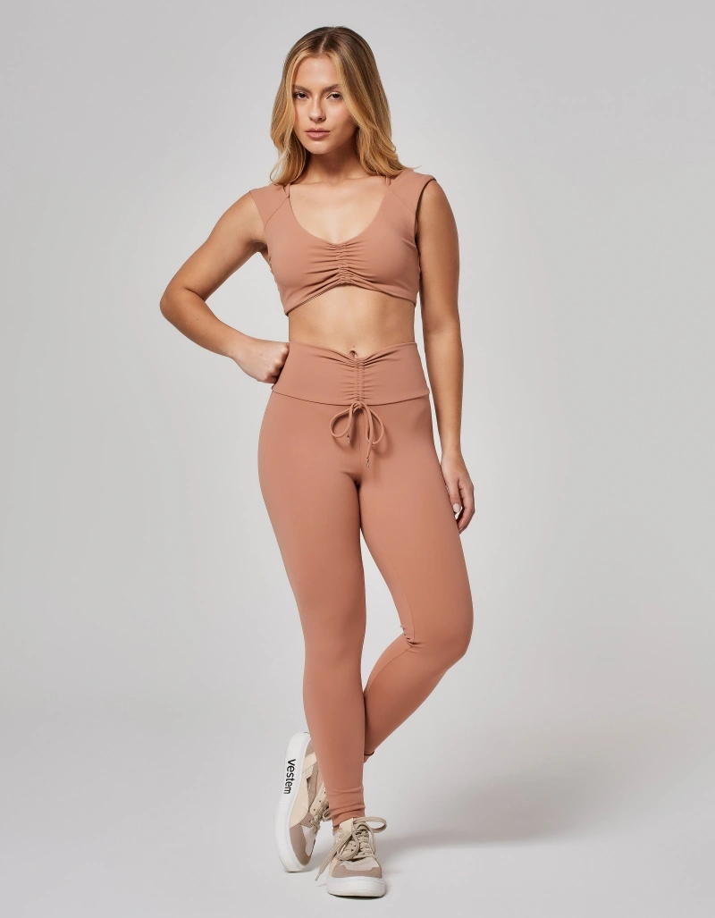 Vestem - Shape Up Leggings with Ruching Daphne Hazelnut Brown - FS1573.O26.C0705