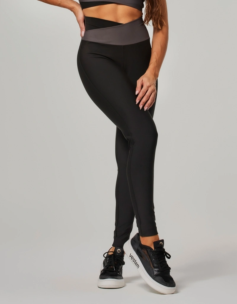 Vestem - Legging Shape Up Transpassado Bicolor Yara Preto - FS1594.O26.C0002