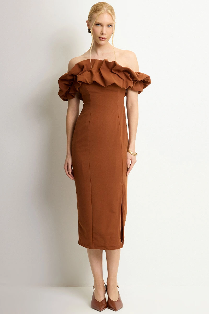 Miss Misses - Vestido Sabrina Marrom - 54464214