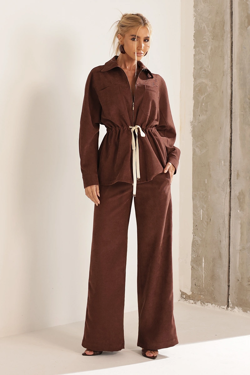 Dot Clothing - Set Dot Clothing Ariane Brown Jacket and Pants - 2998MARROM