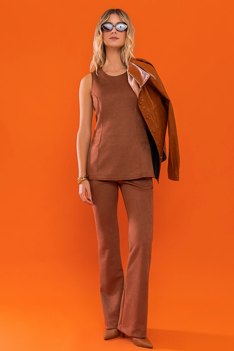 Hidrogênio - Long brown knit tank top - 20735031