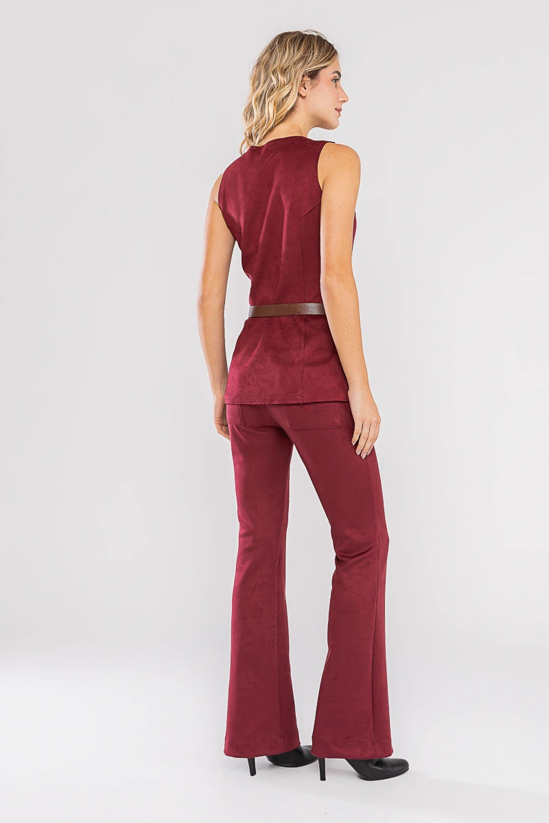 Hidrogênio - Longline tank top with burgundy yarn - 20735097