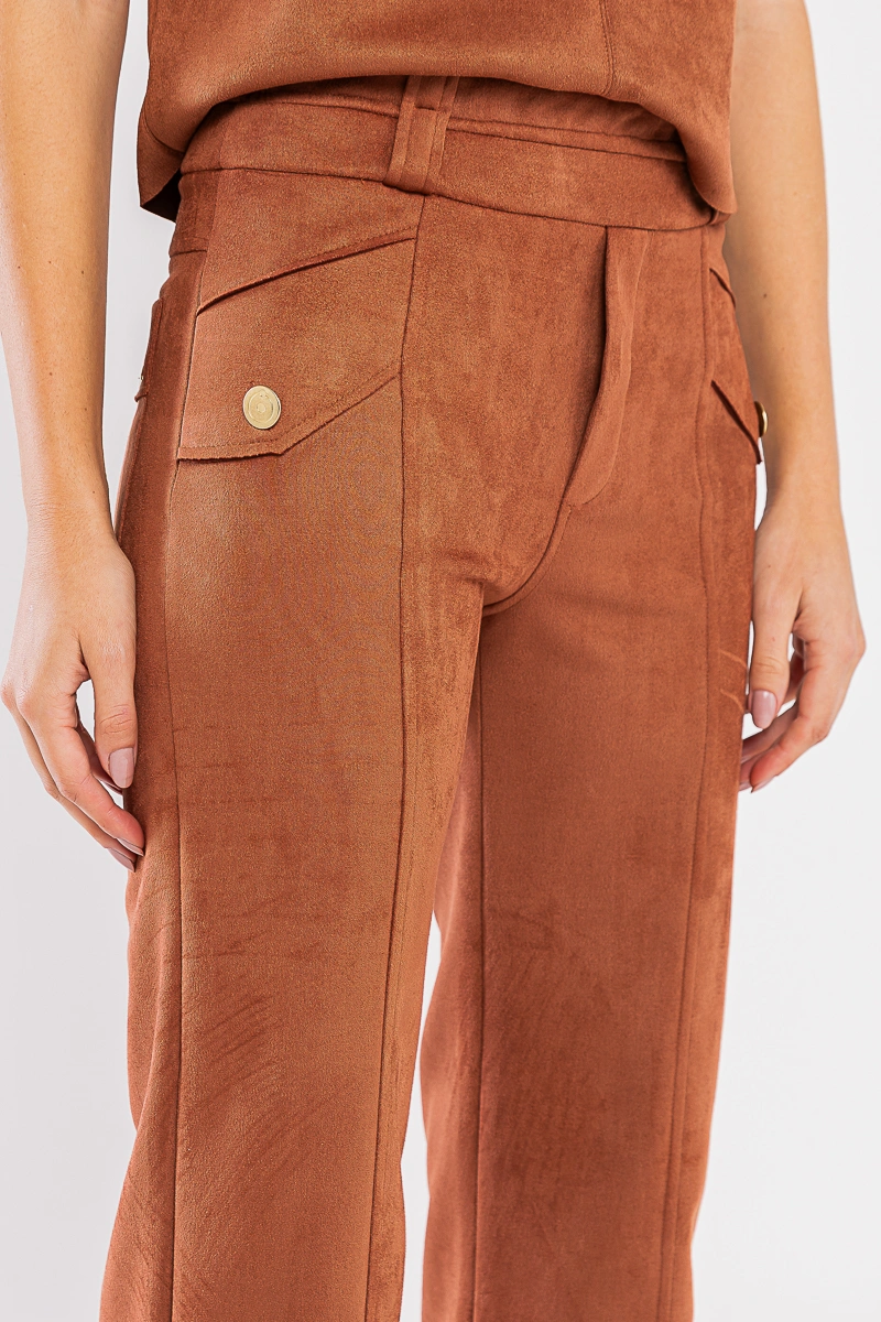 Hidrogênio - Straight leg trousers with raw lapel, Pietra brown. - 20703031