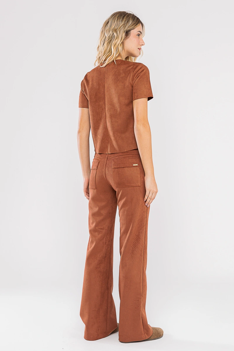 Hidrogênio - Straight leg trousers with raw lapel, Pietra brown. - 20703031