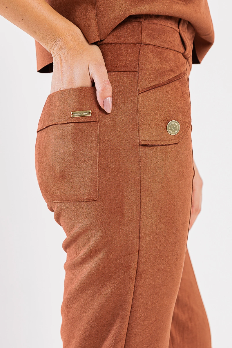 Hidrogênio - Straight leg trousers with raw lapel, Pietra brown. - 20703031