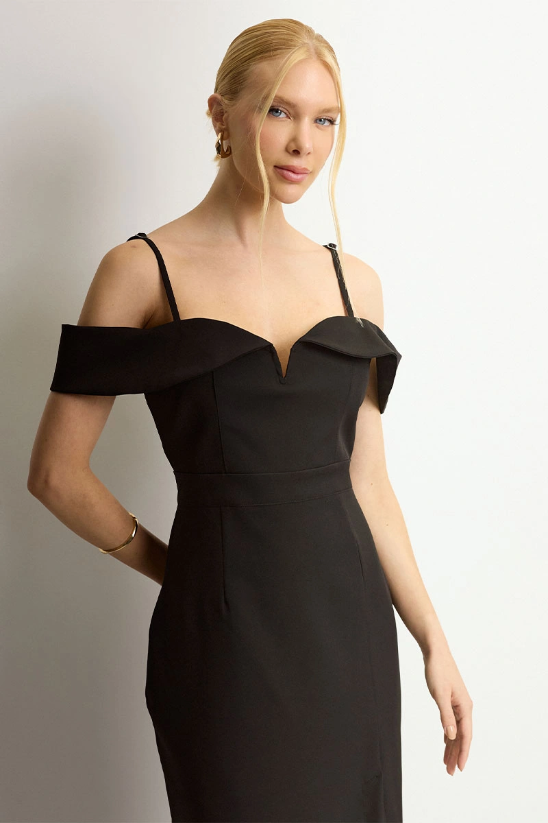 Miss Misses - Vestido Clarita Com Fenda Preto - 54705001