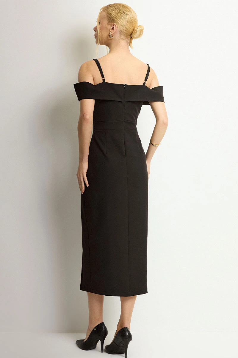 Miss Misses - Vestido Clarita Com Fenda Preto - 54705001