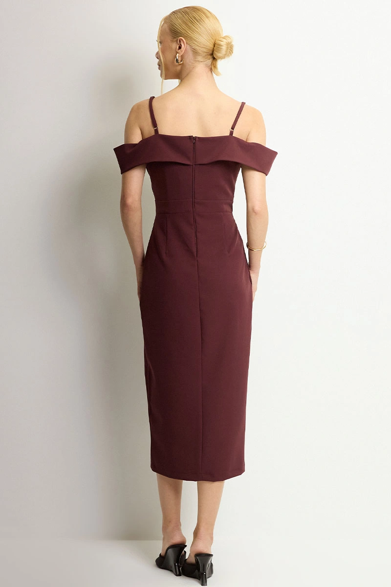 Miss Misses - Vestido Clarita Com Fenda Vinho - 54705006