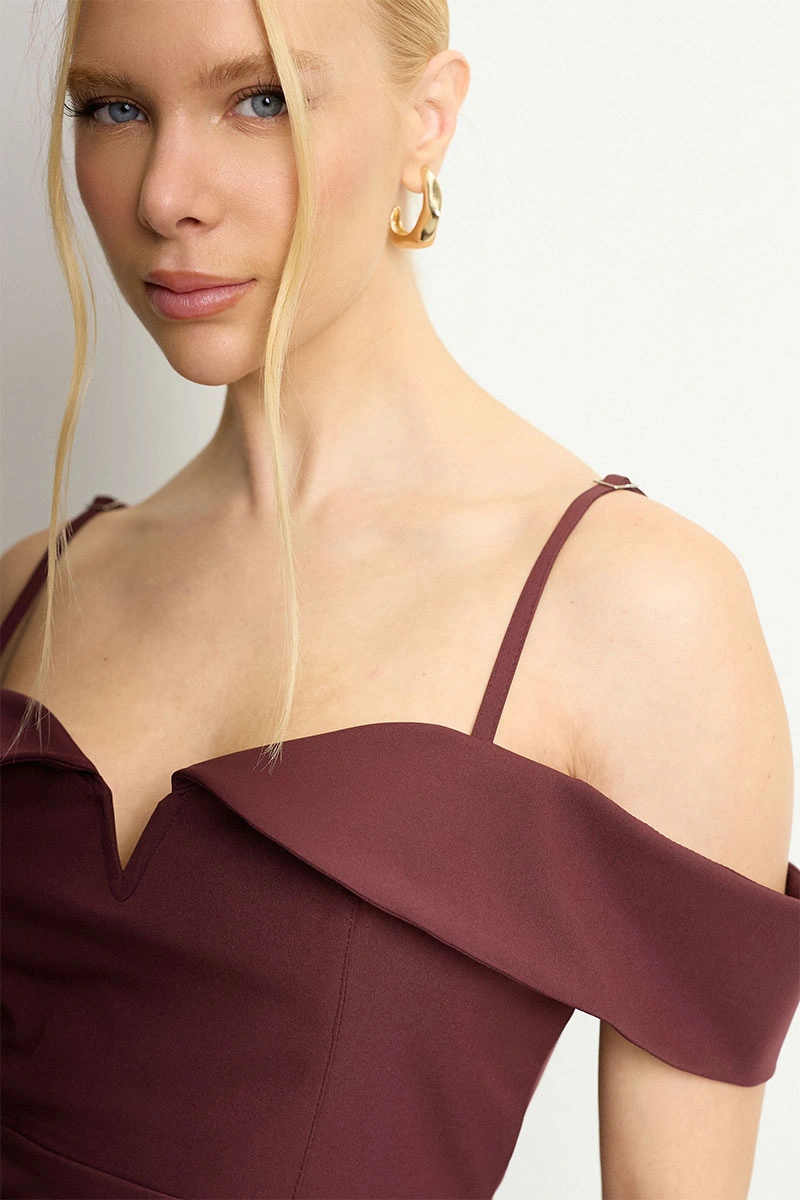 Miss Misses - Vestido Clarita Com Fenda Vinho - 54705006