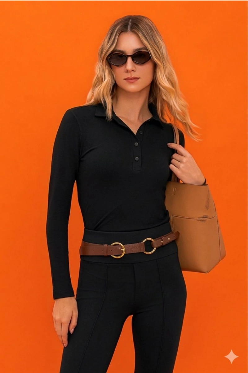 Hidrogênio - POLO AJUSTADA MG LONGA PRETO - 20671001