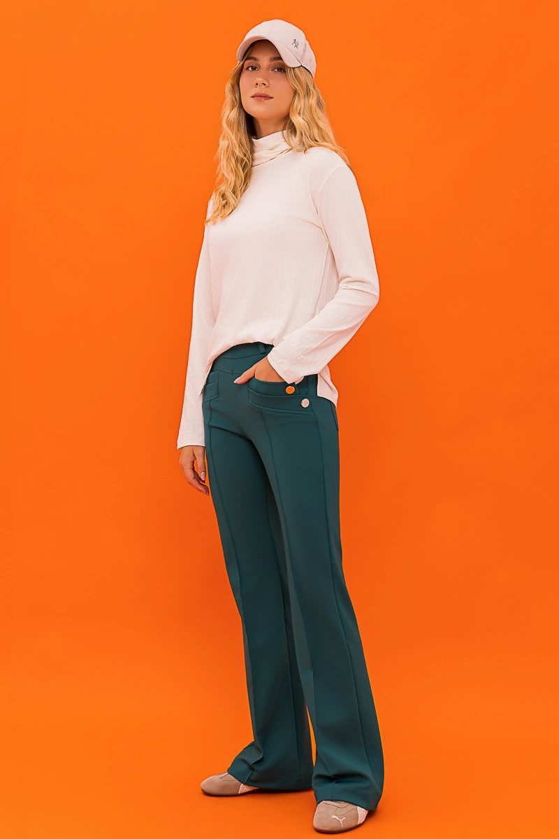 Hidrogênio - Flare pants with lapels, deep green mulberry - 20359612