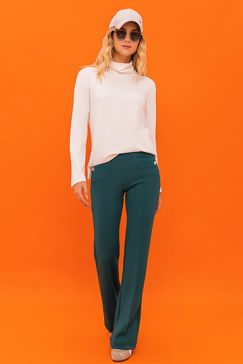 Hidrogênio - Flare pants with lapels, deep green mulberry - 20359612