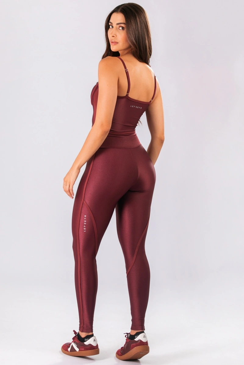 Lets Gym - Harmony Burgundy Leggings - 2957BG