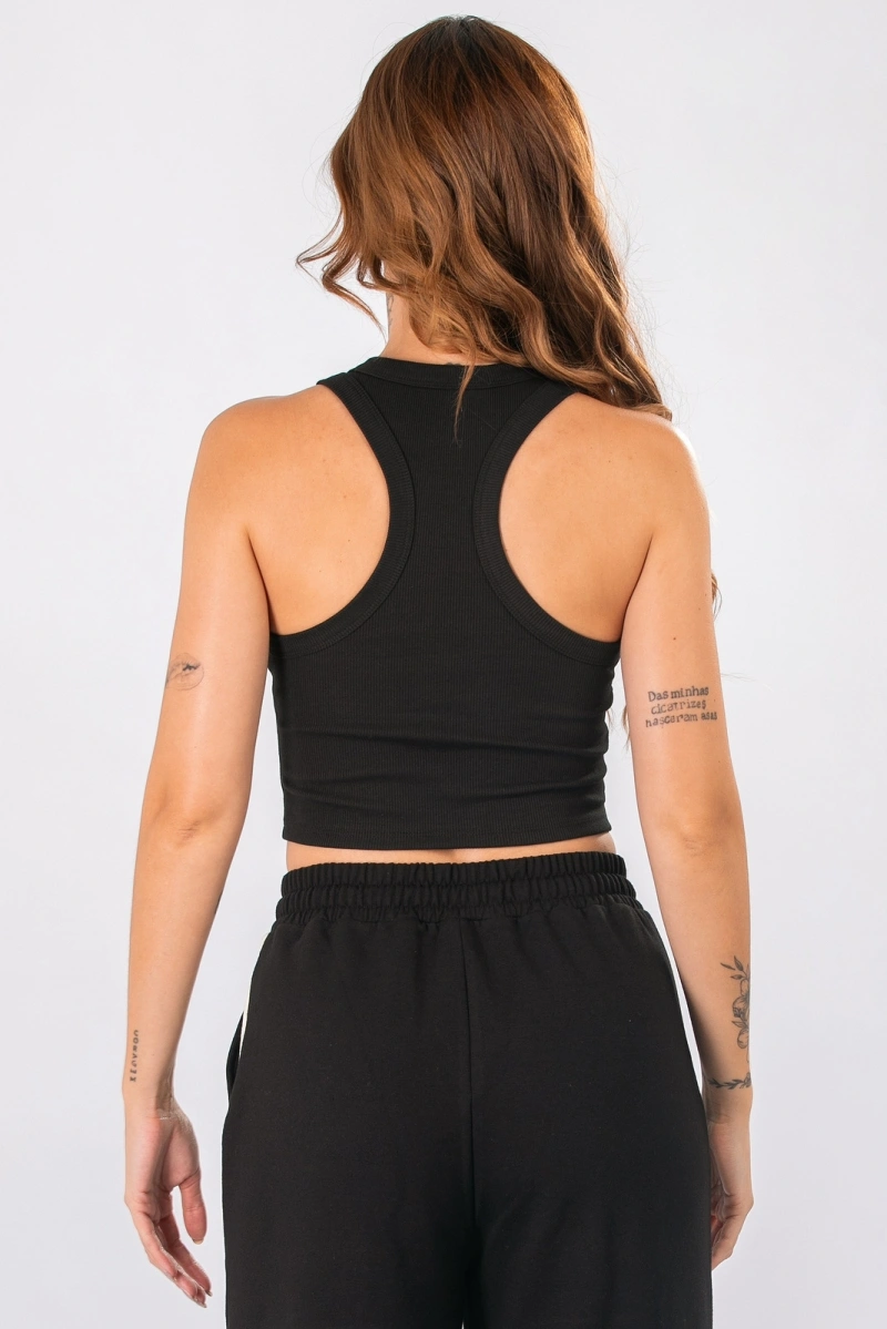 Lets Gym - Cropped Rib Basic Preto - 3245PT