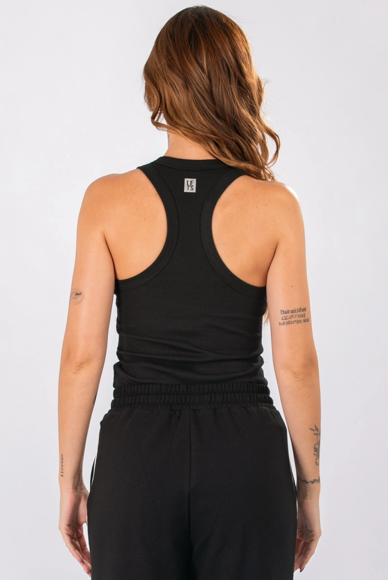 Lets Gym - Tank Shirt Rib Basic Black - 3247PT