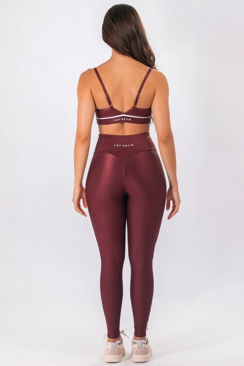 Lets Gym - Leeds Burgundy Leggings - 3277BG