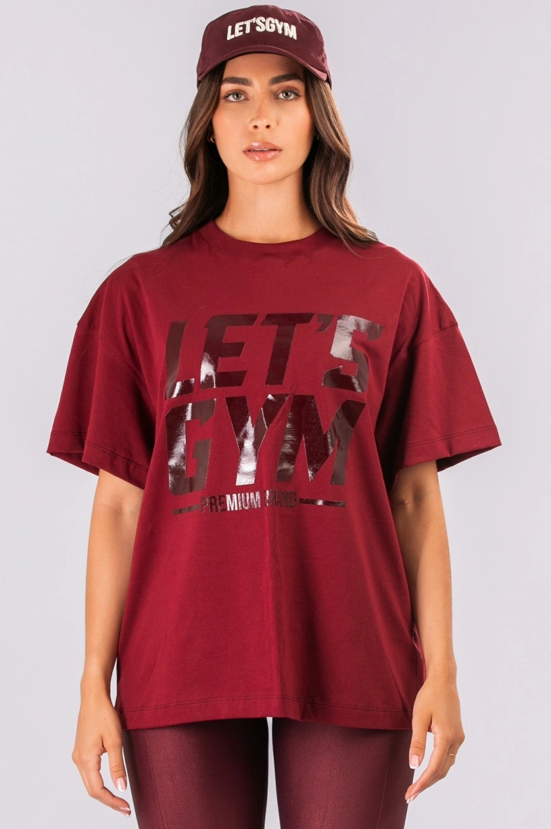 Lets Gym - Camiseta Oversized Letsgym Glow Burgundy - 3320BG