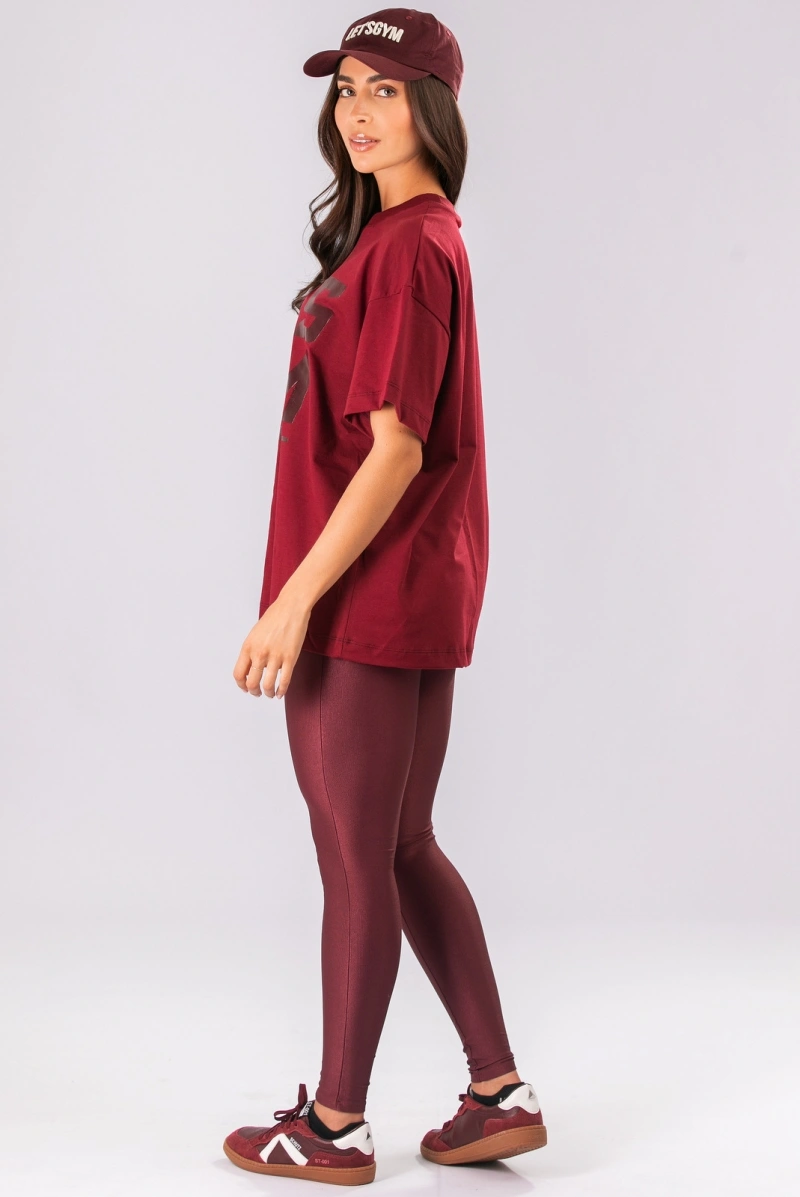 Lets Gym - Camiseta Oversized Letsgym Glow Burgundy - 3320BG