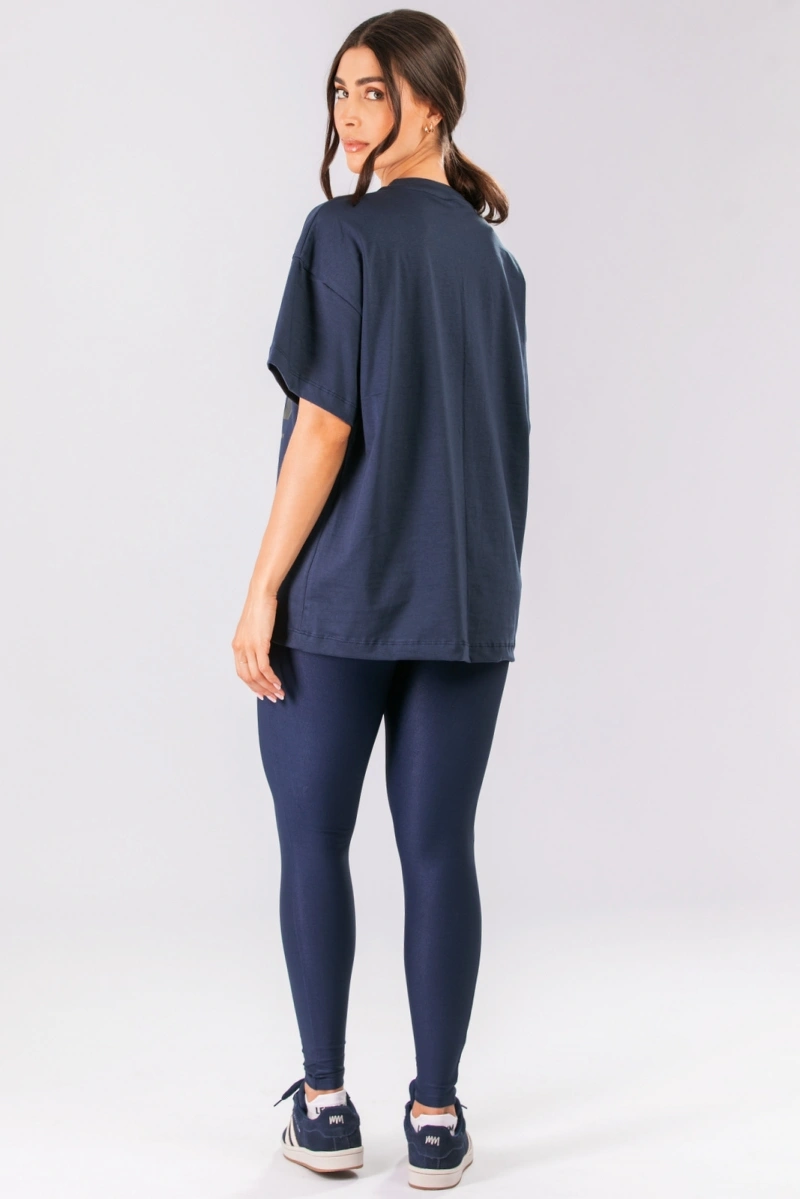 Lets Gym - Camiseta Oversized Letsgym Glow Navy Blue - 3320NB