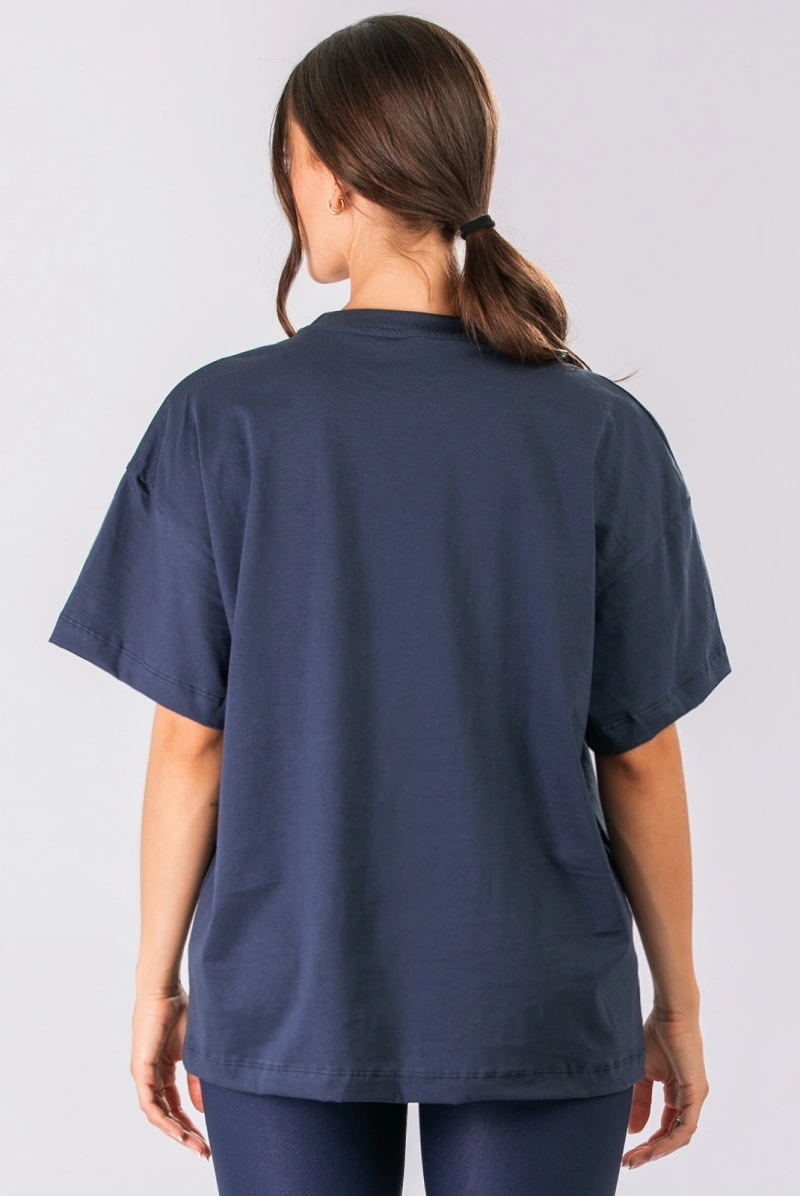 Lets Gym - Camiseta Oversized Letsgym Glow Navy Blue - 3320NB