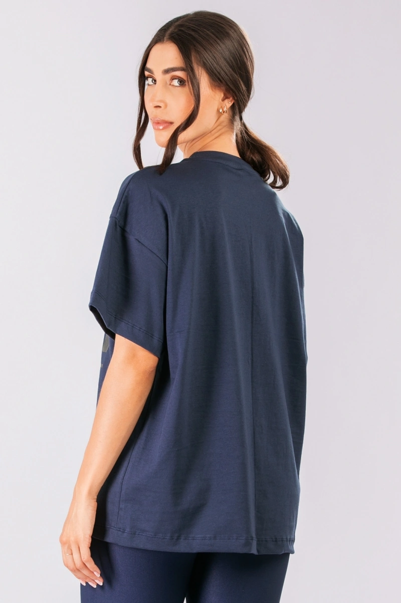 Lets Gym - Camiseta Oversized Letsgym Glow Navy Blue - 3320NB