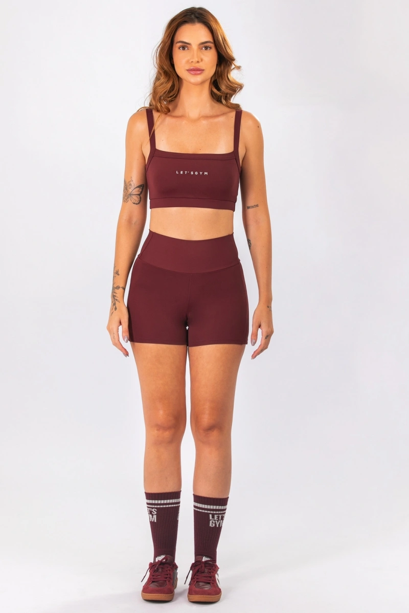 Lets Gym - Short Basic Tunning Burgundy - 3329BG