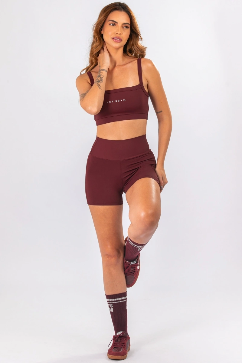 Lets Gym - Short Basic Tunning Burgundy - 3329BG
