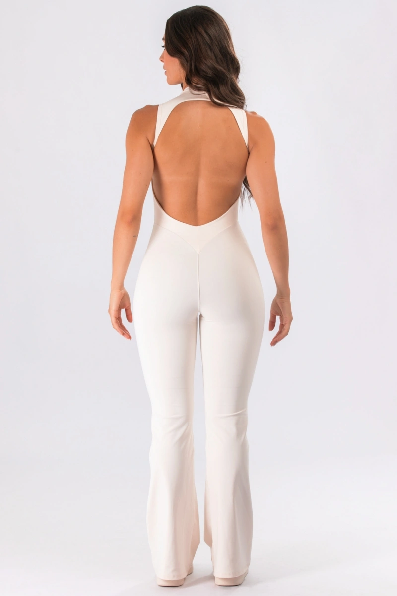 Lets Gym - Jumpsuit Flare Gtank Off White - 3348OFW