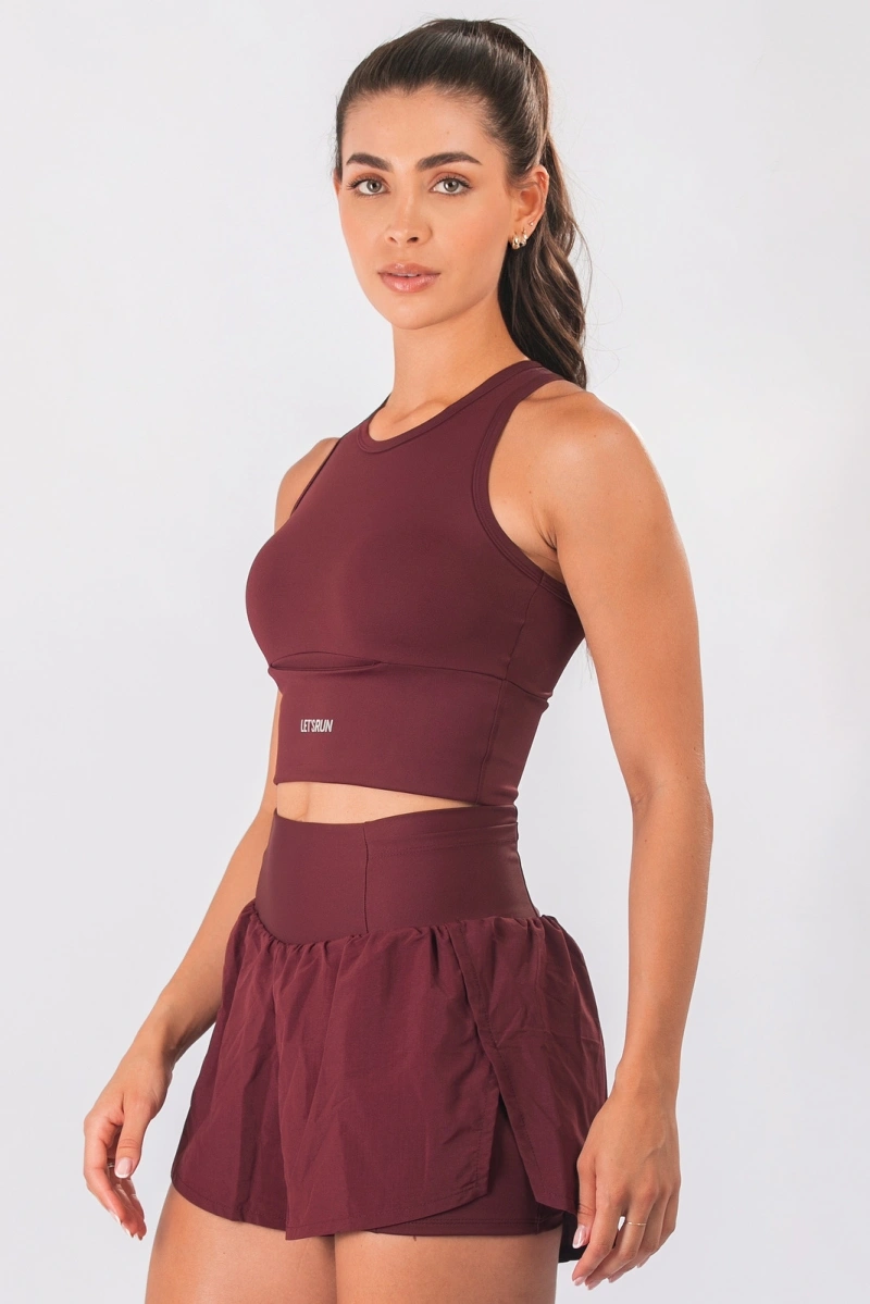 Lets Gym - Cropped Let's Run Burgundy - 3352BG