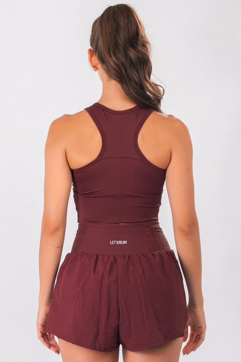 Lets Gym - Cropped Let's Run Burgundy - 3352BG