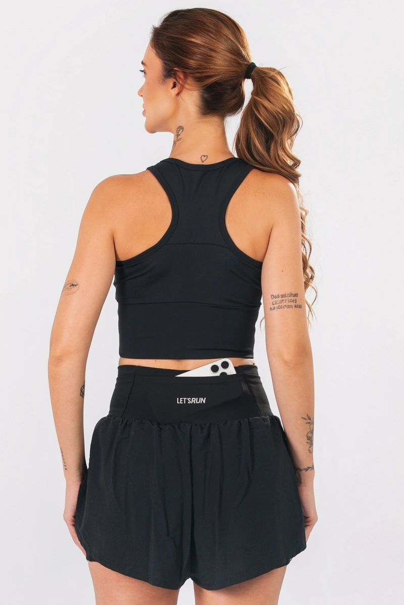 Lets Gym - Cropped Let's Run Black - 3352PT