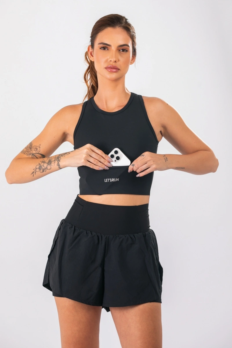 Lets Gym - Cropped Let's Run Black - 3352PT