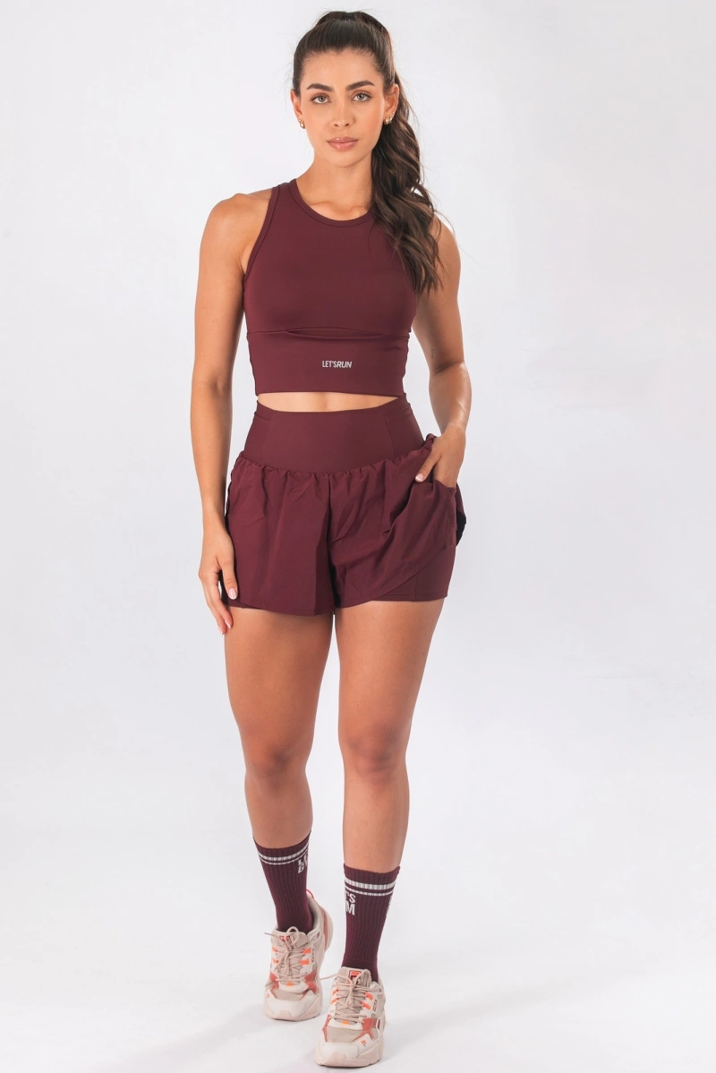 Lets Gym - Short Let's Run Flow Burgundy - 3353BG