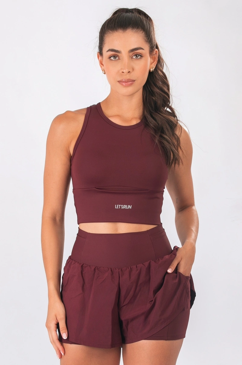 Lets Gym - Short Let's Run Flow Burgundy - 3353BG