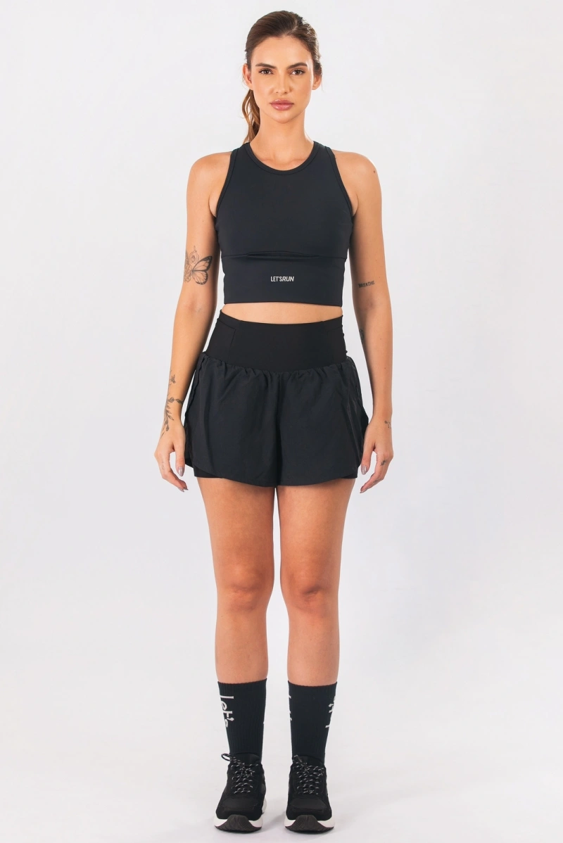 Lets Gym - Short Let's Run Flow Black - 3353PT