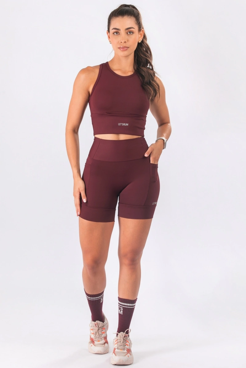 Lets Gym - Let's Run Burgundy Shorts - 3356BG