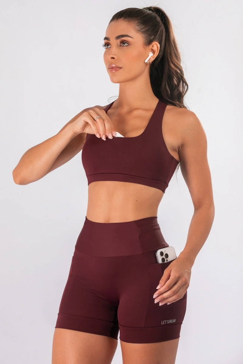 Lets Gym - Short Let's Run Burgundy - 3357BG