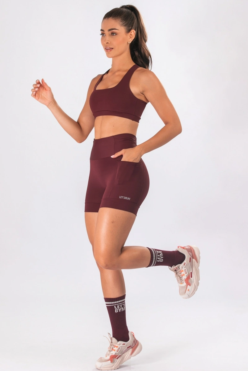 Lets Gym - Short Let's Run Burgundy - 3357BG