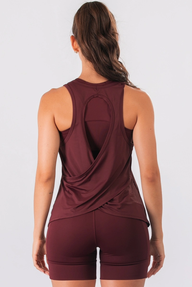Lets Gym - Tank Shirt Let's Run Burgundy - 3359BG