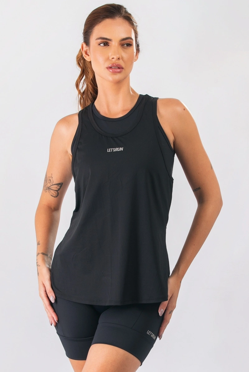 Lets Gym - Black Tank Shirt Let's Run - 3359PT