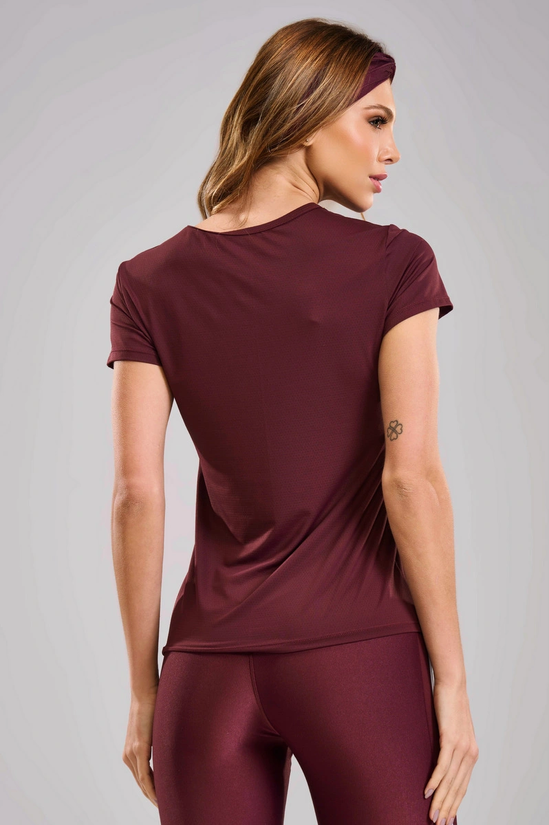 Lets Gym - Short-sleeved shirt, basic burgundy. - 3365BG