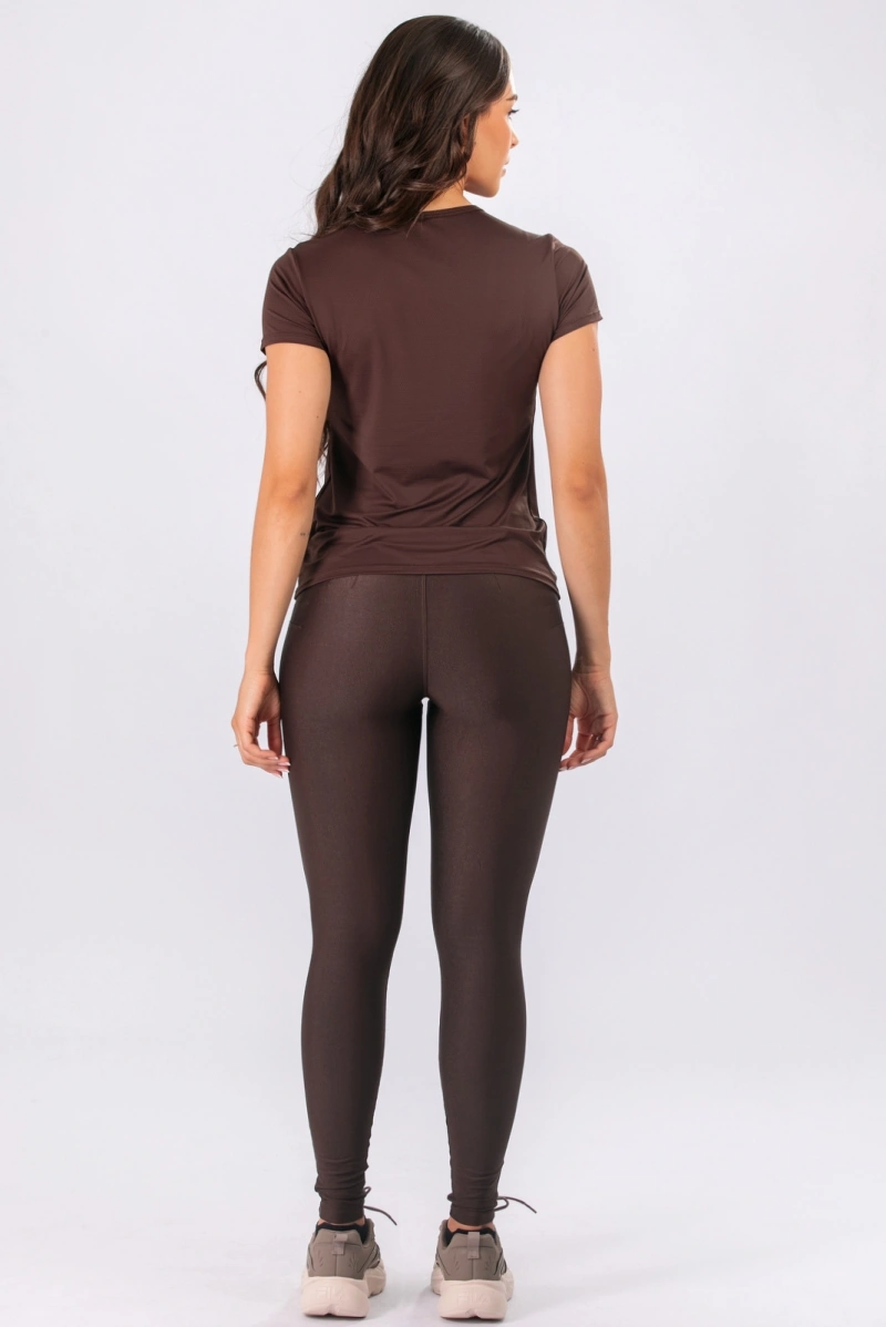 Lets Gym - Short-sleeved shirt, basic coffee color. - 3365CF