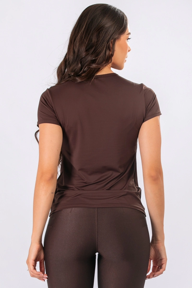 Lets Gym - Short-sleeved shirt, basic coffee color. - 3365CF